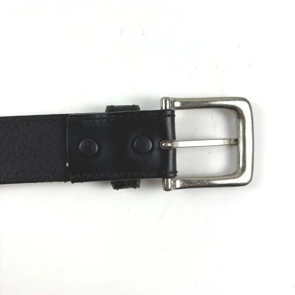 Leather Belt Mens‎ 36 Black Basketweave Embossed Silver Buckle